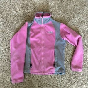 The North Face pink and gray full zip fleece